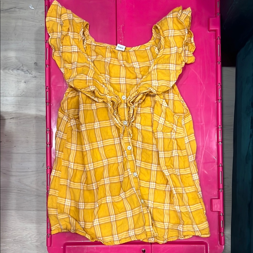 Old Navy Yellow Plaid Blouse